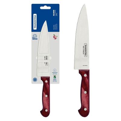 Faca Chef Tramontina Polywood Com Lâmina Em Aço Inox E Cabo De Madeira Tratada Vermelho 7 Tramontina