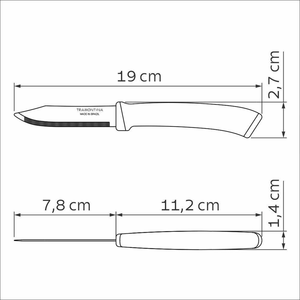 Faca Legumes Frutas Tramontina Felice Lâmina Inox Fio Microsserrilhado Cabo Polipropileno Azul 3 Tramontina - 5
