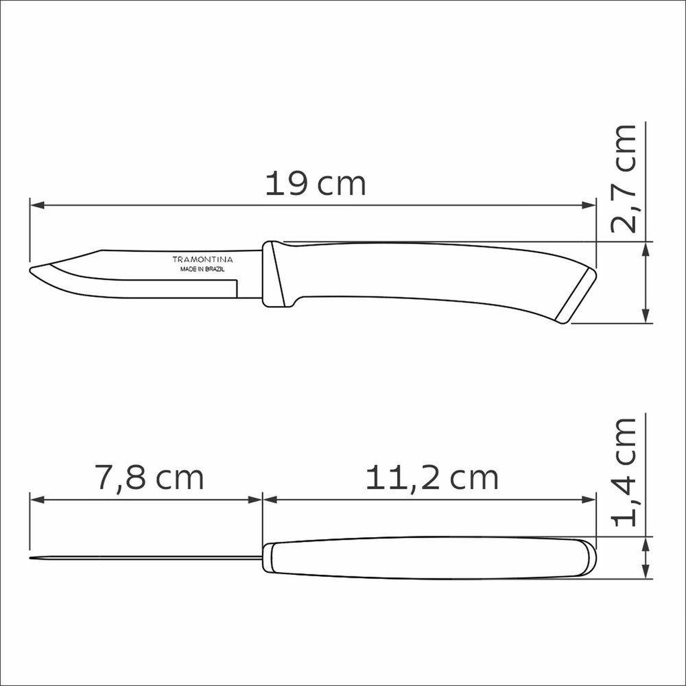 Faca Para Legumes E Frutas Tramontina Felice Lamina De Aco Inox E Cabo Polipropileno Preto 3 Tramontina - 5