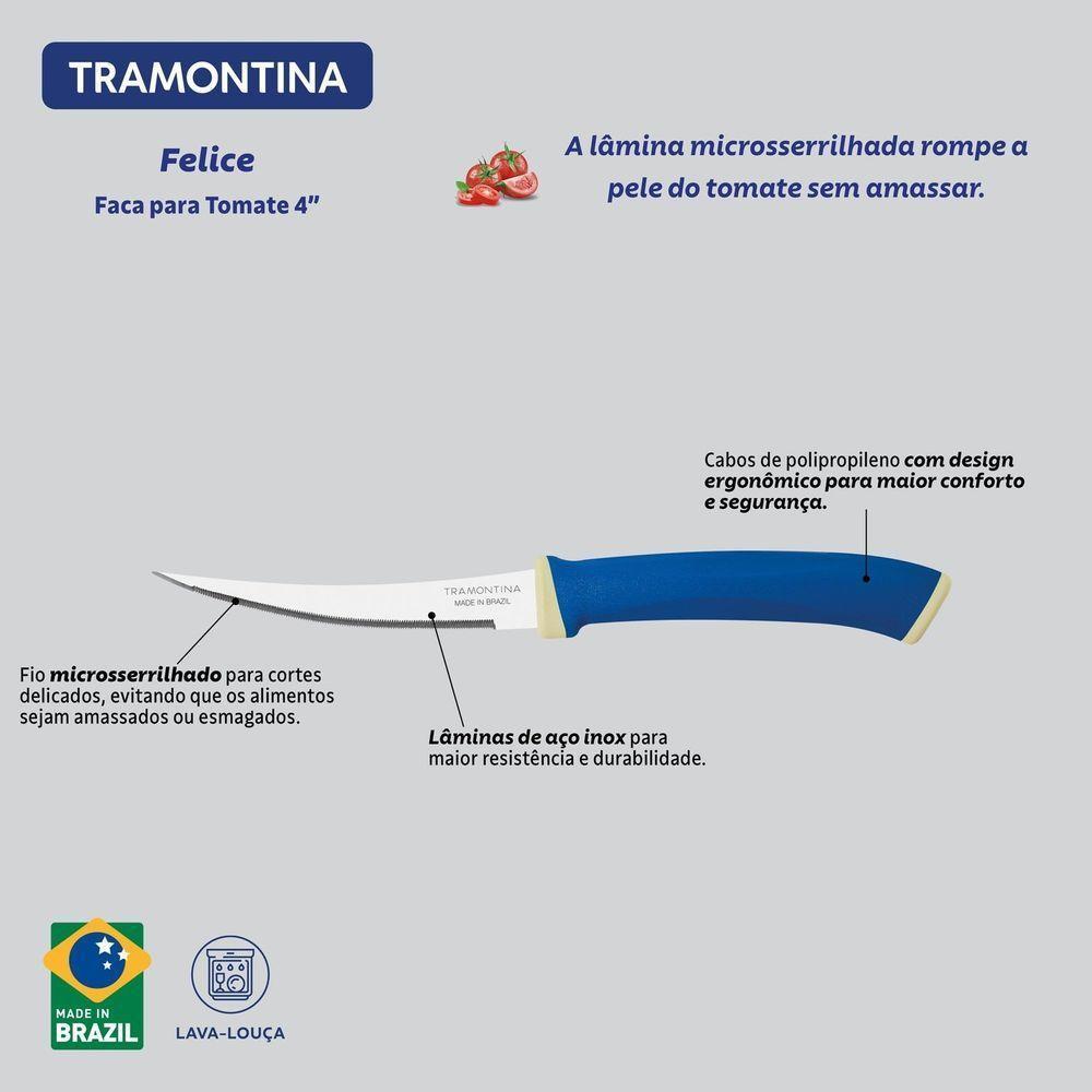 Conjunto De Facas Tomate Tramontina Felice Lâminas De Aço Inox Azul 2 Peças Tramontina - 4