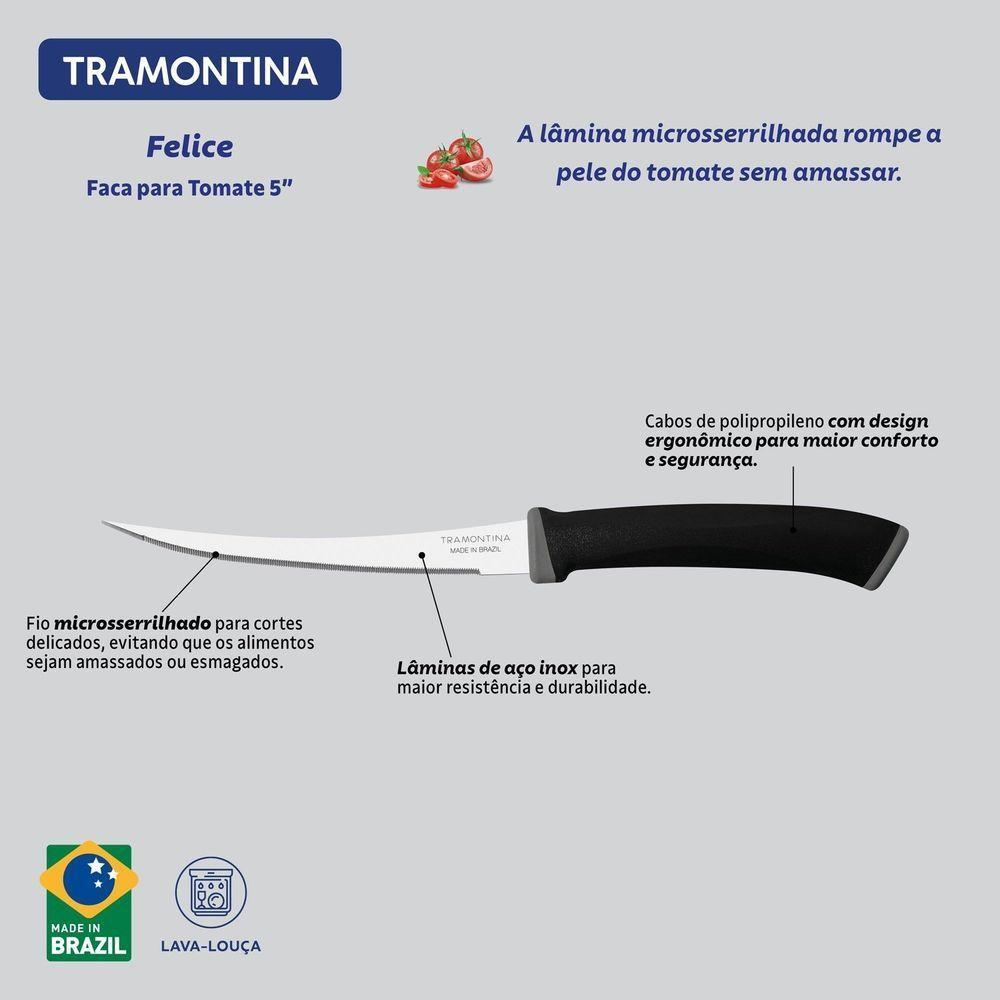 Faca Para Tomate Tramontina Felice Aço Inox Cabo De Polipropileno Preto 5 Tramontina - 2