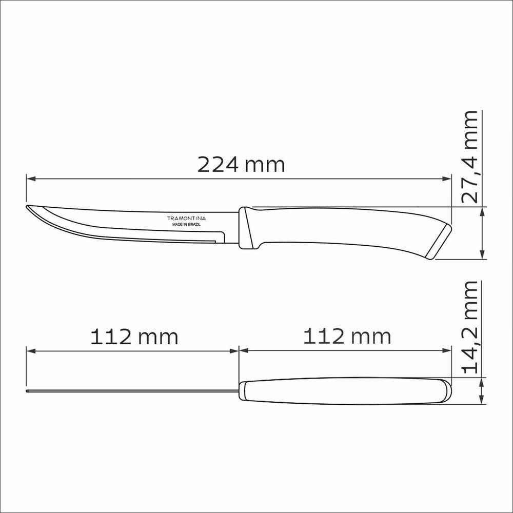 Faca Para Churrasco Tramontina Felice Aço Inox Fio Liso Cabo De Polipropileno Azul 5 Polegadas Tramontina - 3