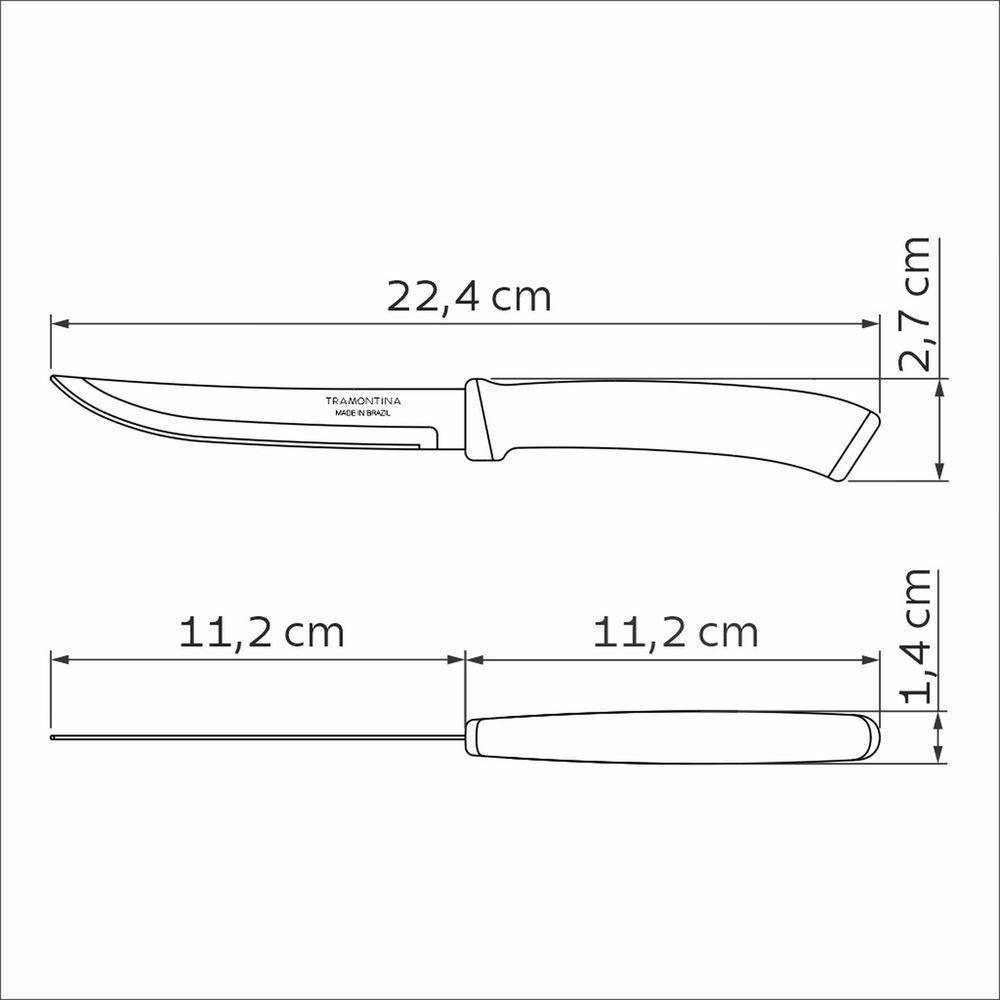 Faca Para Churrasco Tramontina Felice Aço Inox Fio Liso Cabo De Polipropileno Azul 5 Polegadas Tramontina - 6