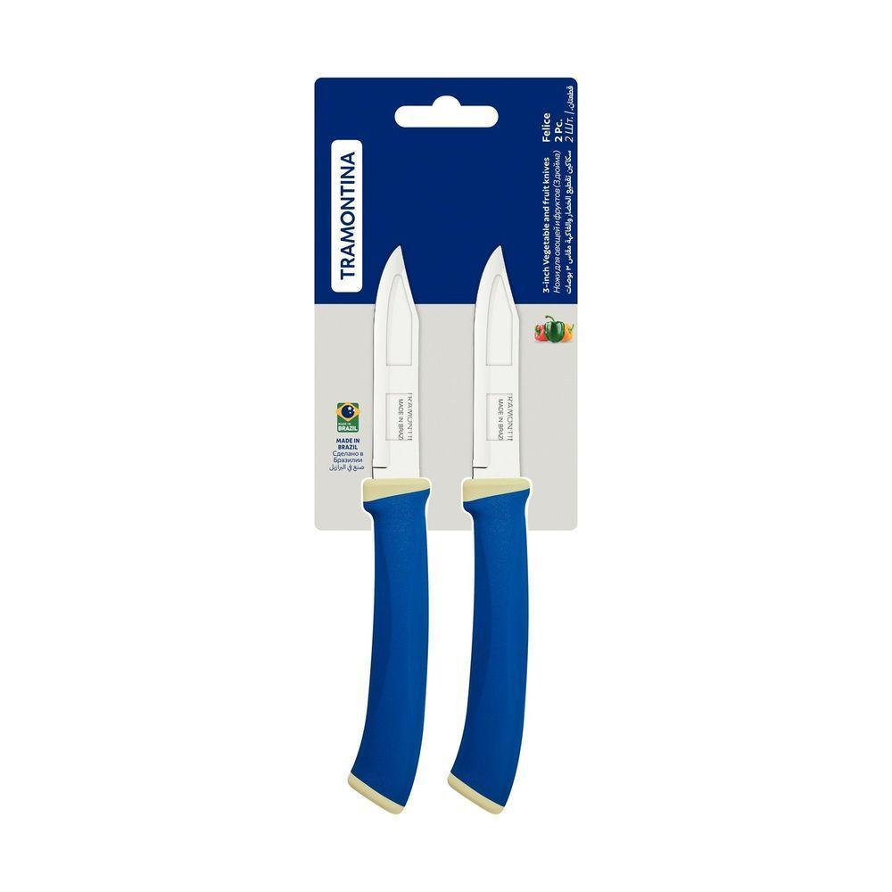 Conjunto De Facas Para Legumes Frutas Tramontina Felice Aço Inox Azul 2 Peças Tramontina - 5