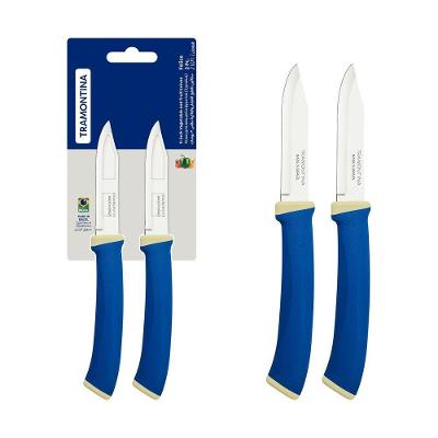 Conjunto De Facas Para Legumes Frutas Tramontina Felice Aço Inox Azul 2 Peças Tramontina