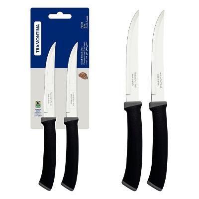 Conjunto De Facas Para Churrasco Tramontina Felice Lâminas Aço Inox Fio Liso Preto 02 Peças Tramontina
