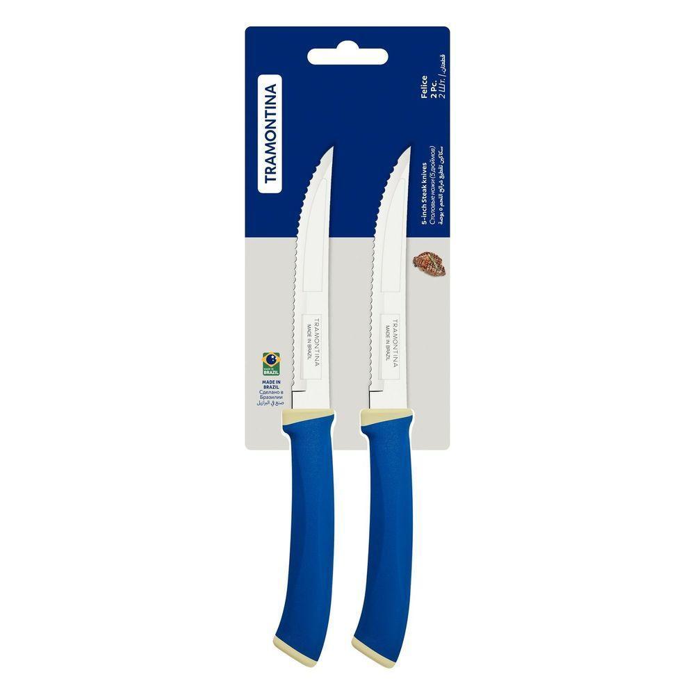 Conjunto De Facas Para Churrasco Tramontina Felice Aço Inox Azul 02 Peças Tramontina - 5