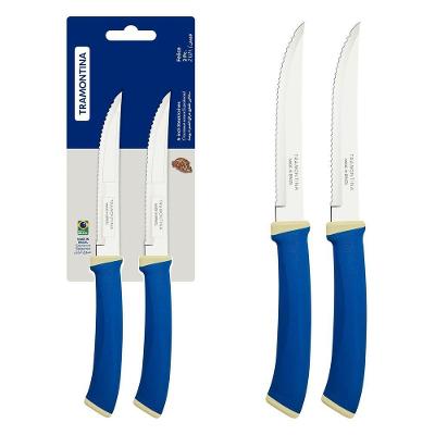 Conjunto De Facas Para Churrasco Tramontina Felice Aço Inox Azul 02 Peças Tramontina