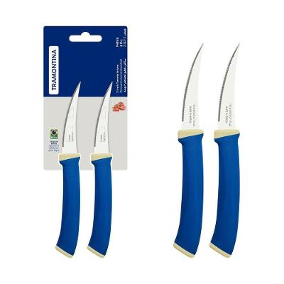 Conjunto De Facas Para Tomate Tramontina Felice Lâminas Em Aço Inox Azul Com 2 Peças Tramontina