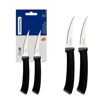 Conjunto De Facas Para Tomate Tramontina Felice Lâminas Em Aço Inox Preto Com 2 Peças Tramontina