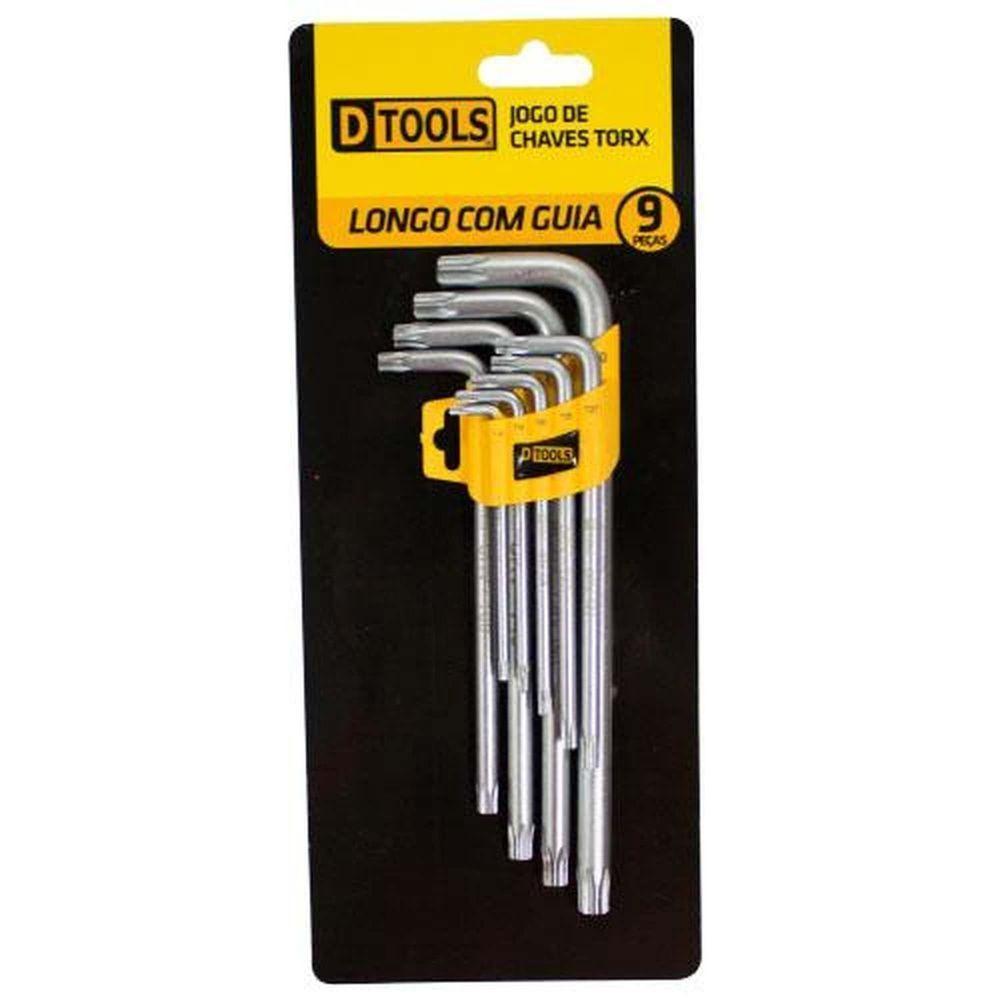 Jogo De Chave Torx Com Guia 9 Peças Longo - Dtools T10/t15/t20/t27/t30/t40/t45/t50 - 3