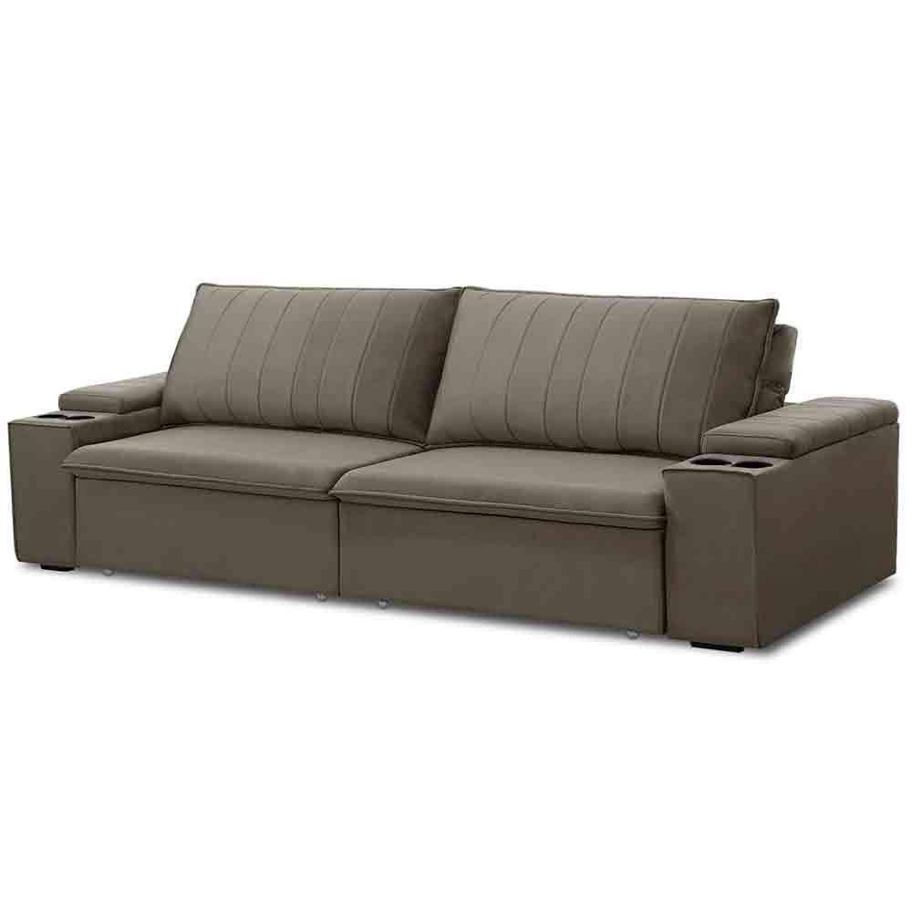 Sofá Retrátil Reclinável 3 Lugares 245Cm Baluart F05 Veludo Castor - 1