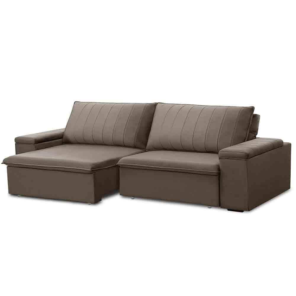 Sofá Retrátil Reclinável 3 Lugares 245Cm Baluart F05 Veludo Castor - 2
