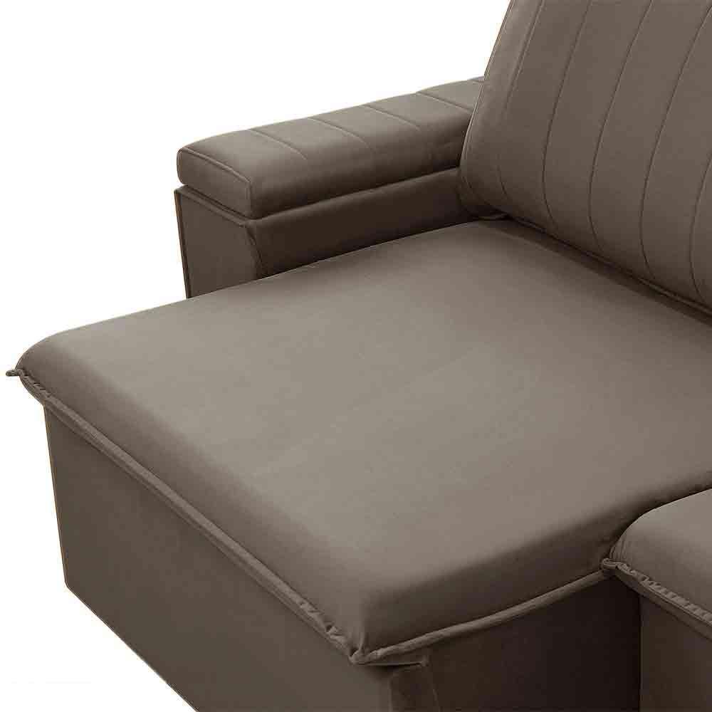Sofá Retrátil Reclinável 3 Lugares 245Cm Baluart F05 Veludo Castor - 10
