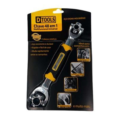 Chave Multifuncional 48 Em 1 Dtools - Cabo Anatômico - Aço Cromo-molibdênio - Bitolas 8mm A 19mm