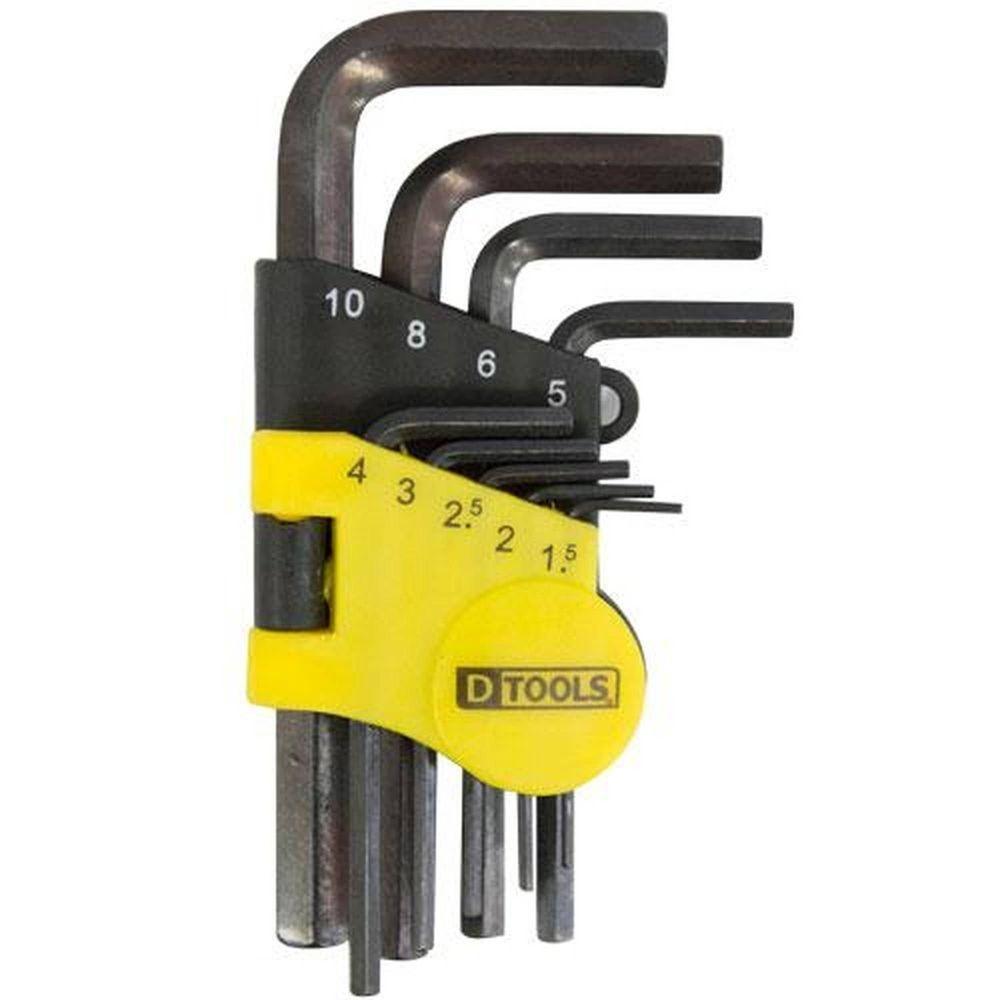 Jogo De Chave Hexagonal 9 Peças Cromo Vanádio - Tamanhos 1,5 A 10mm - 1