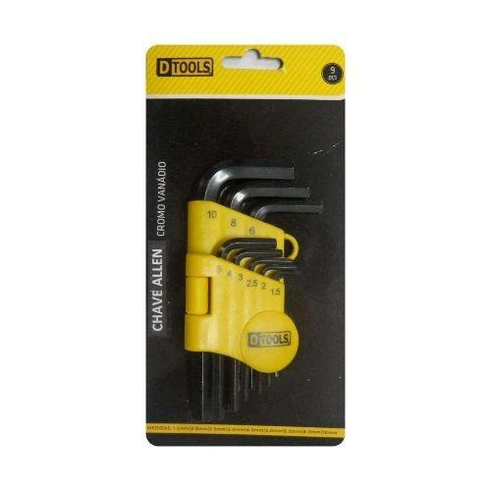 Jogo De Chave Hexagonal 9 Peças Cromo Vanádio - Tamanhos 1,5 A 10mm - 2