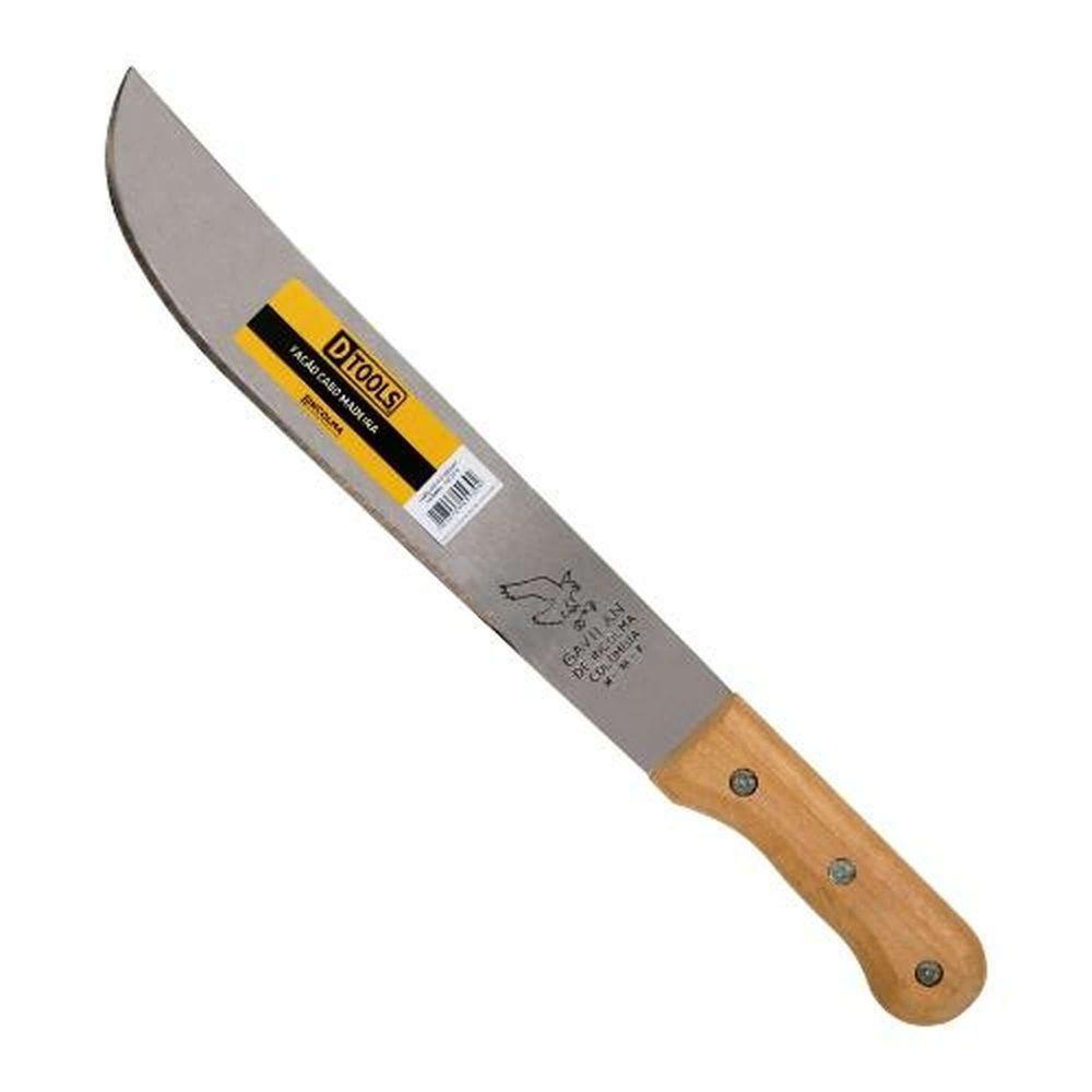 Facão 16'' Cabo Madeira Aço 1074 - Dureza 50 Hrc - Espessura 2,0mm - 1