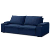 Sofá Retrátil Reclinável 3 Lugares 225Cm Baluart F05 Veludo Azul - 2