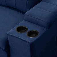 Sofá Retrátil Reclinável 3 Lugares 225Cm Baluart F05 Veludo Azul