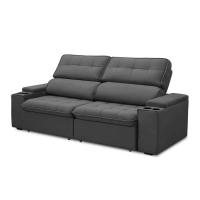 Sofá Retrátil Reclinável 3 Lugares 250Cm Ginevra F05 Veludo Grafite - 1