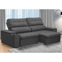 Sofá Retrátil Reclinável 3 Lugares 250Cm Ginevra F05 Veludo Grafite - 5