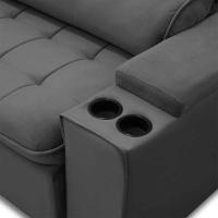 Sofá Retrátil Reclinável 3 Lugares 250Cm Ginevra F05 Veludo Grafite - 8
