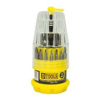 Jogo Chaves Telecom 31 Peças Dtools Cabo Emborrachado Estojo Torx Philips Allen Fenda Triângulo Y U - 1