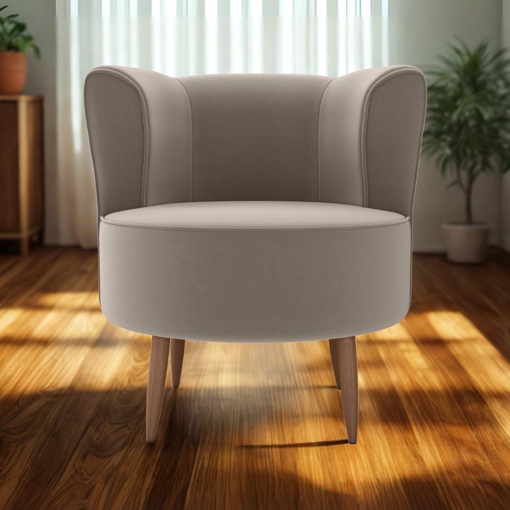 Poltrona Decorativa Pes Palito Savana Veludo Milani Store Marrom Claro - 7