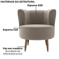 Poltrona Decorativa Pes Palito Savana Veludo Milani Store Marrom Claro
