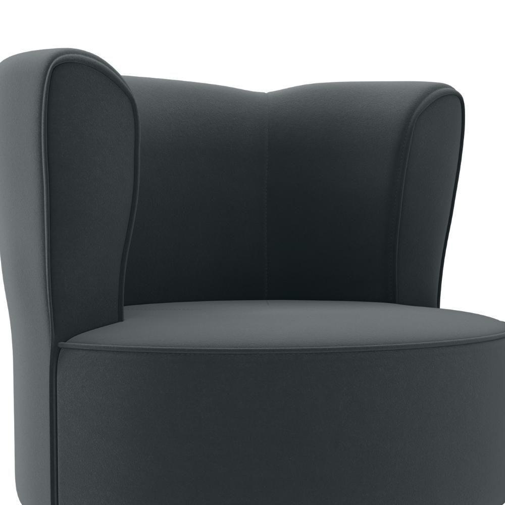 Poltrona Decorativa Pes Palito Savana Veludo Milani Store Cinza - 6