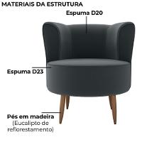 Poltrona Decorativa Pes Palito Savana Veludo Milani Store Cinza