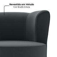 Poltrona Decorativa Pes Palito Savana Veludo Milani Store Cinza - 5