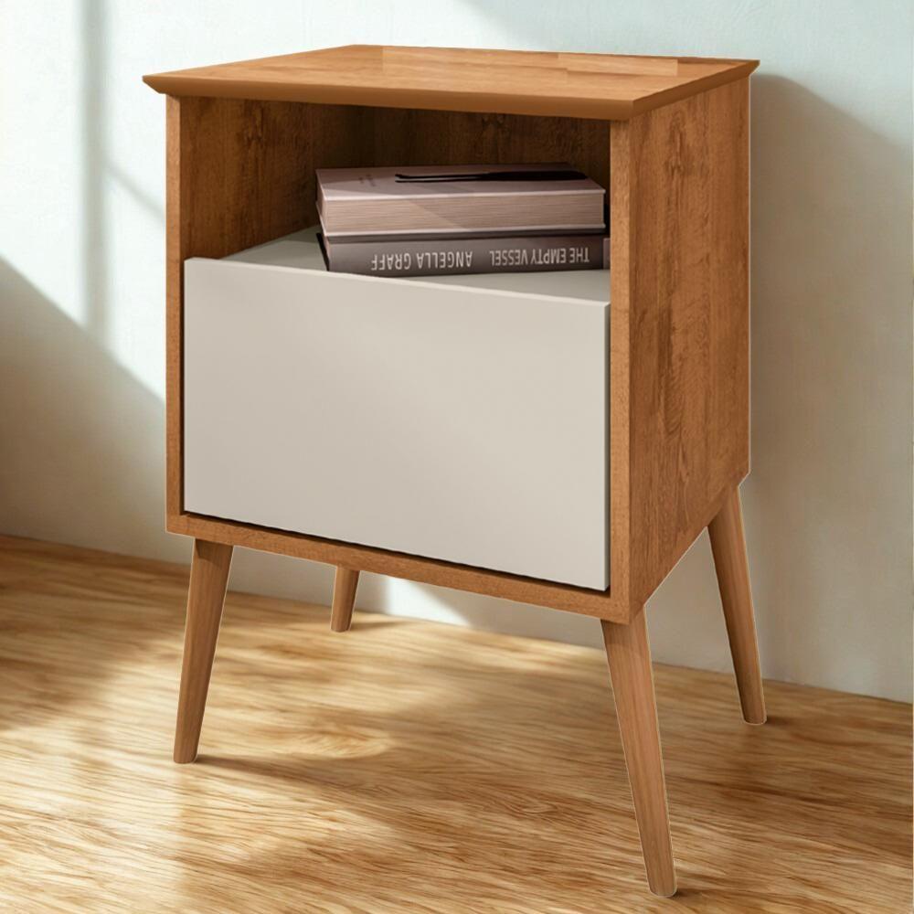 Mesa De Cabeceira 1 Gaveta 45 Cm Cancun Bechara Naturalle Off White - 2