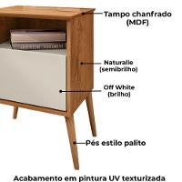 Mesa De Cabeceira 1 Gaveta 45 Cm Cancun Bechara Naturalle Off White - 5