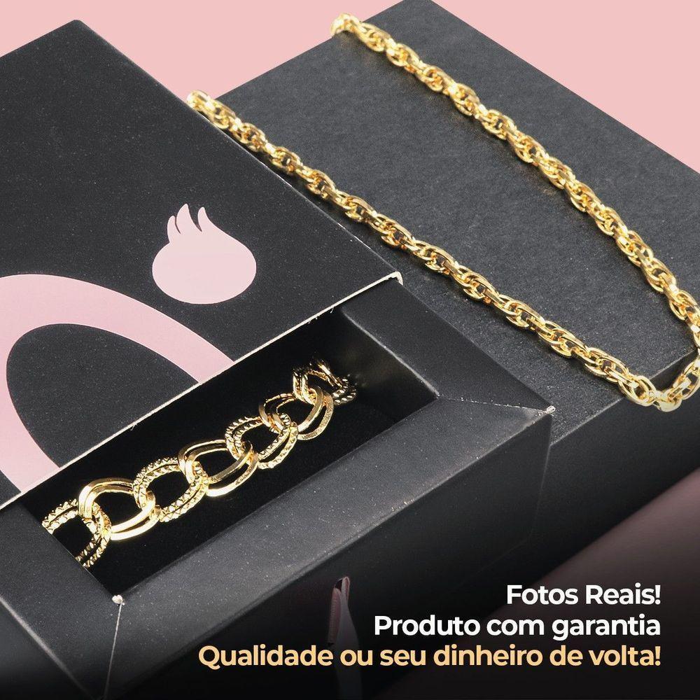 Relógio Feminino Dourado Banhado Strass + Colar + Pulseira Original Qualidade Premium Presente Moda - 4