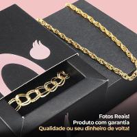 Relógio Feminino Dourado Banhado Strass + Colar + Pulseira Original Qualidade Premium Presente Moda