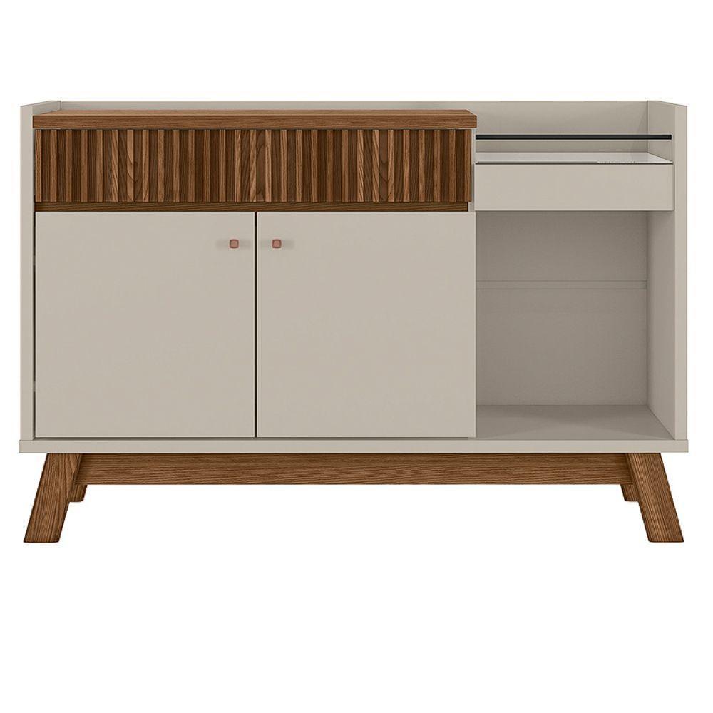 Balcão Buffet 133cm Bar Espelhado 2 Portas 1Gaveta off White - 2