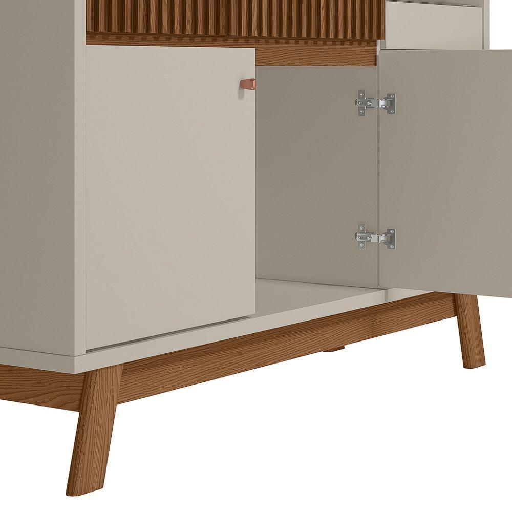 Balcão Buffet 133cm Bar Espelhado 2 Portas 1Gaveta off White - 3