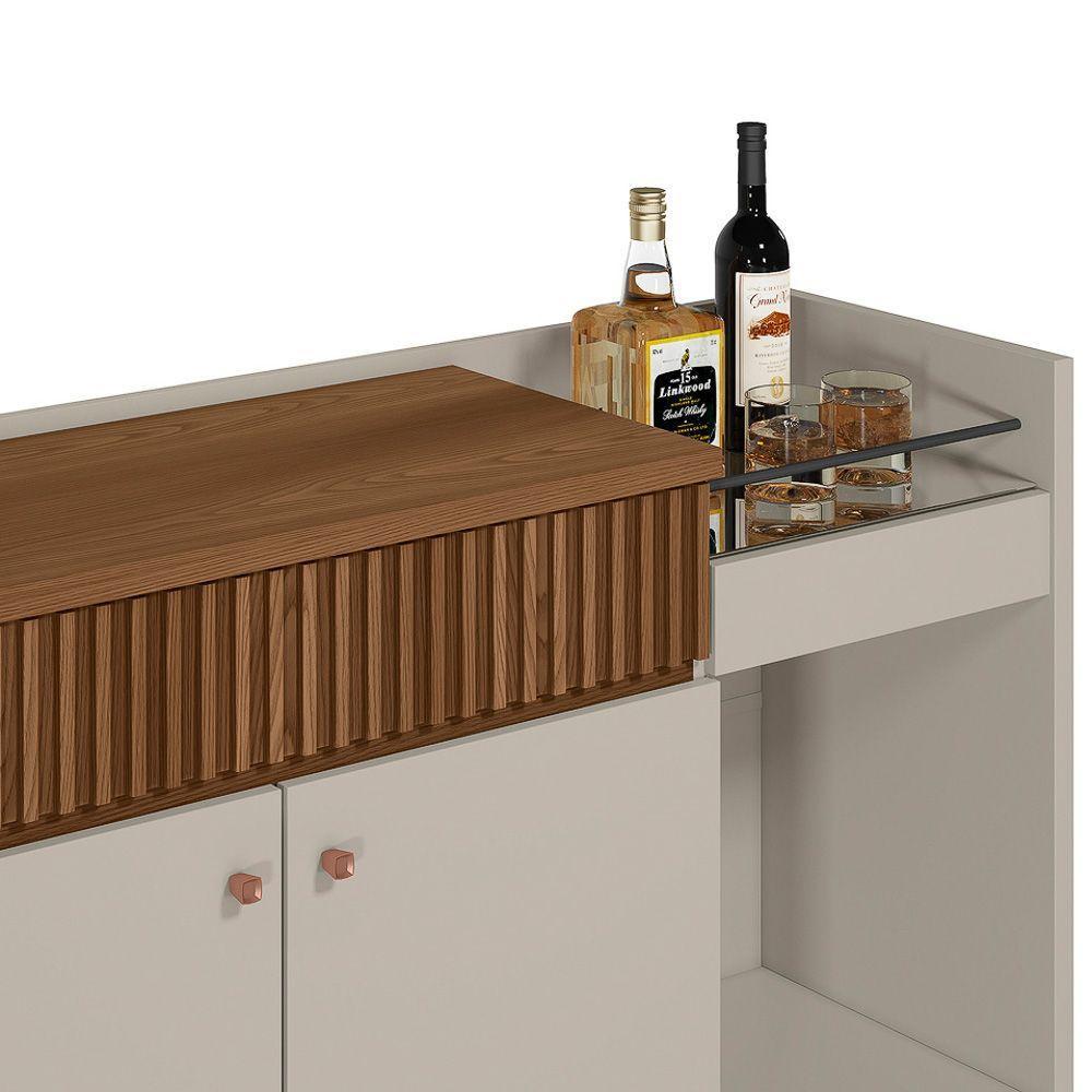 Balcão Buffet 133cm Bar Espelhado 2 Portas 1Gaveta off White - 6