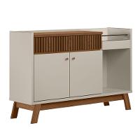 Balcão Buffet 133cm Bar Espelhado 2 Portas 1Gaveta off White - 1