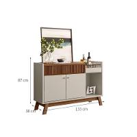 Balcão Buffet 133cm Bar Espelhado 2 Portas 1Gaveta off White - 5