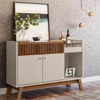 Balcão Buffet 133cm Bar Espelhado 2 Portas 1Gaveta off White - 7