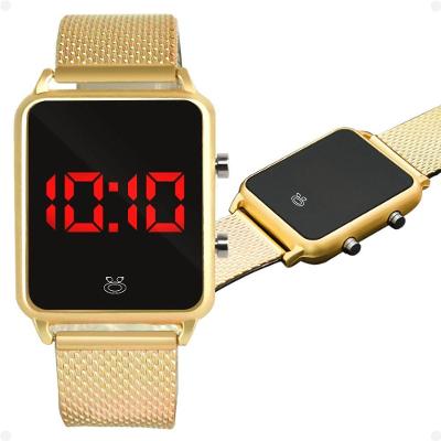 Relogio Feminino Banhado Digital Aço Inox Social Casual Pulseira Ajustável Original Presente Led