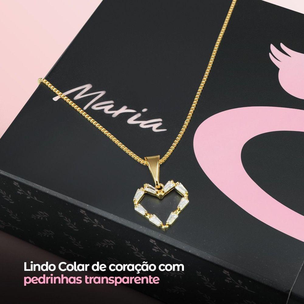 Relogio Feminino Digital Banhado Aço Inox + Colar Coração Moda Casual Qualidade Premium Stras Preto - 9