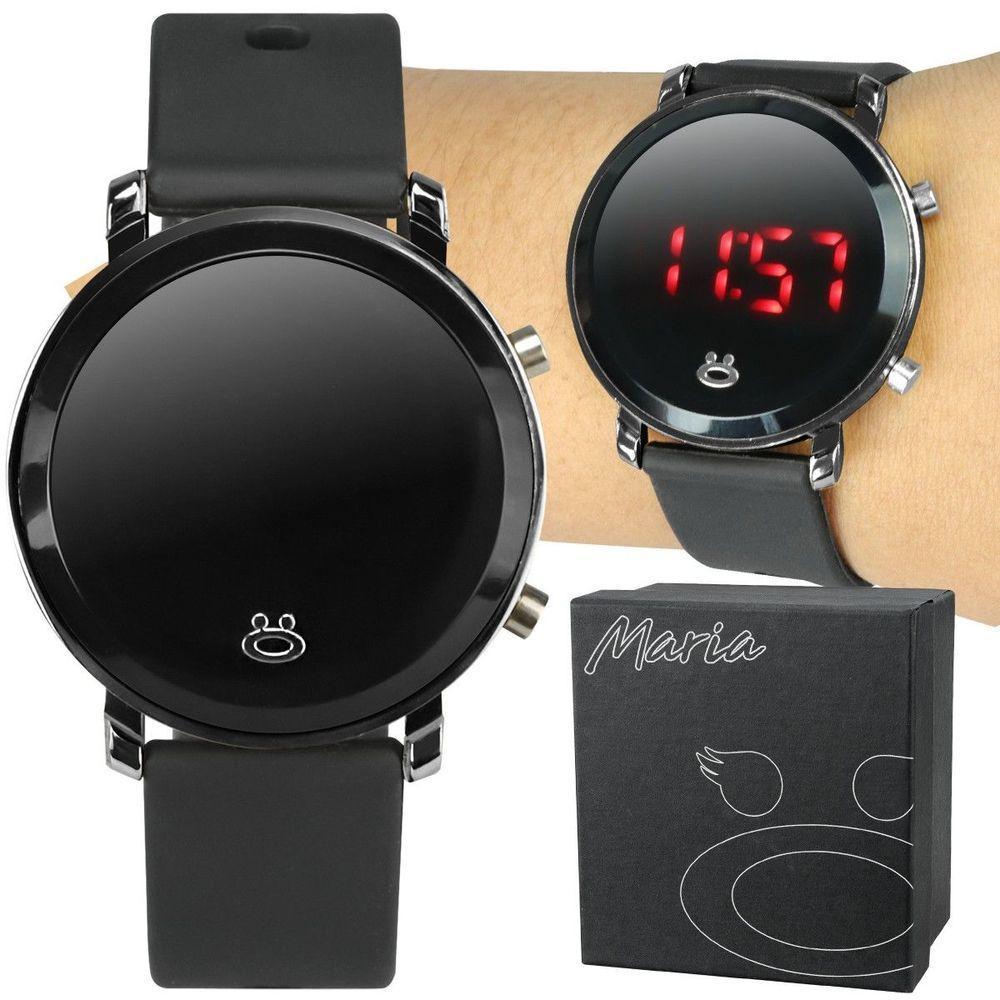 Relogio Feminino Digital Caixa Qualidade Premium Aço Inox Redondo Led Presente Casual Original Preto - 1