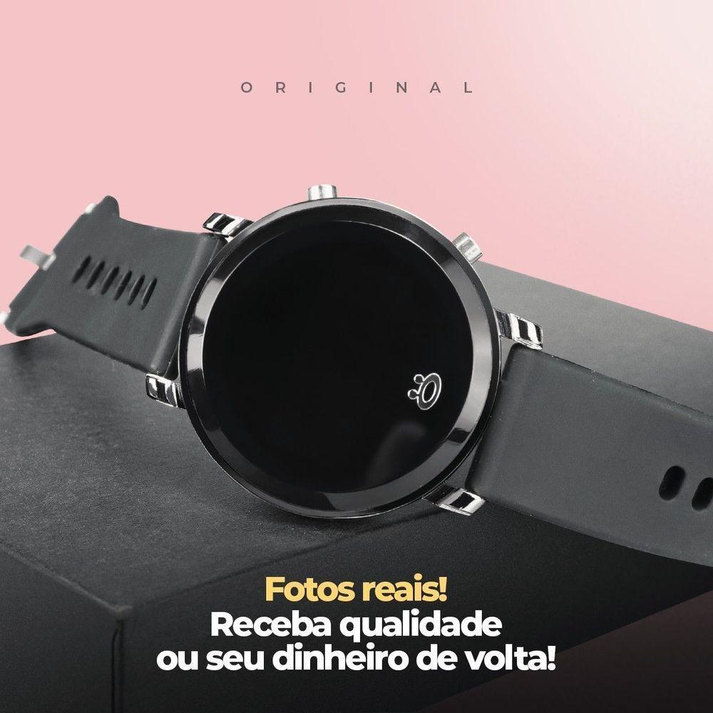 Relogio Feminino Digital Caixa Qualidade Premium Aço Inox Redondo Led Presente Casual Original Preto - 4