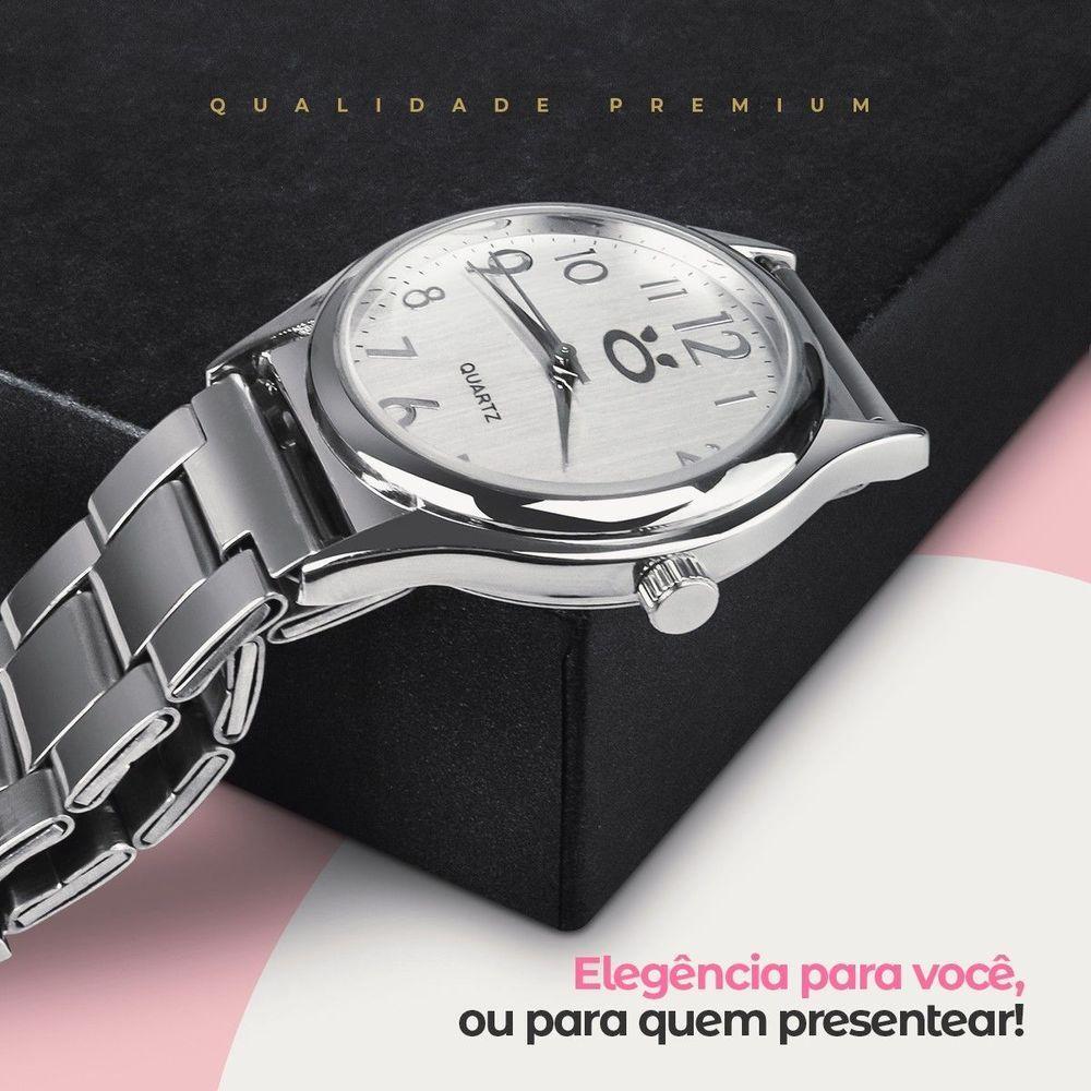 Relogio Feminino Aço Inox Qualidade Premium Coração Prata Presente Casual Social Original Moda - 4