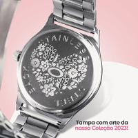 Relogio Feminino Aço Inox Qualidade Premium Coração Prata Presente Casual Social Original Moda - 3