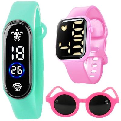 Relógio Digital Infantil Prova Dagua + Bracelete Pulseira Ajustavel Proteção Uv Resistente Criança